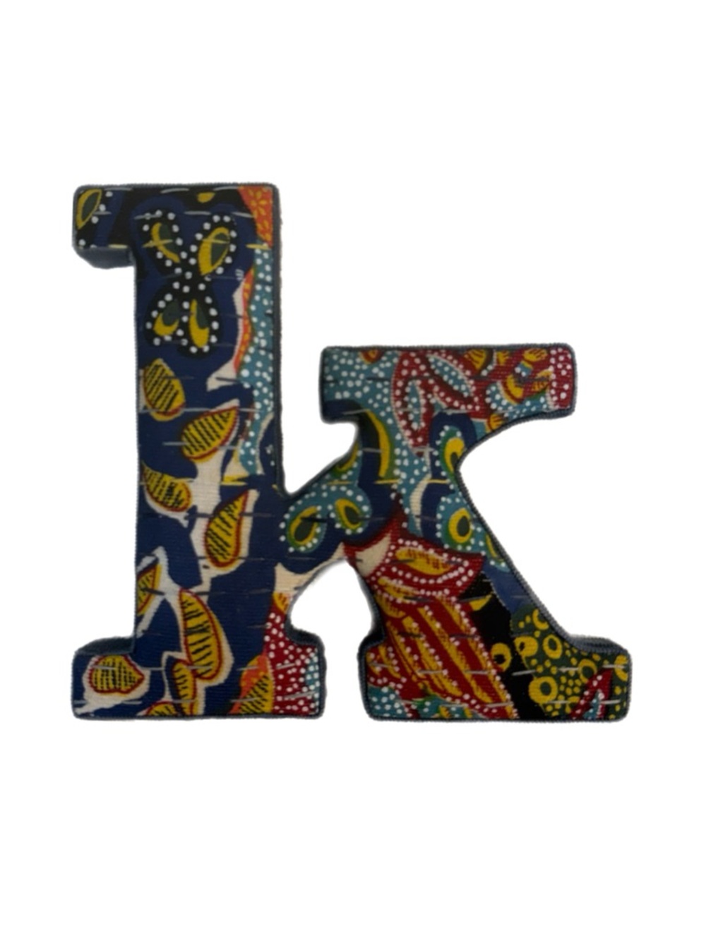 Anthropologie Bohemian Monogram Multicolor Patterned Letter K Wall Art Decor